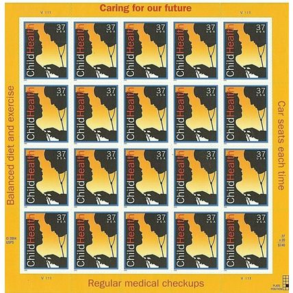 Child Health: Caring for Our Future Sheet of Twenty 37 Cent Stamps Scott 3938