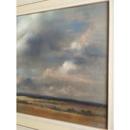 Original Painting by David Mynett Burgundy After Their Harvest 1984 Framed