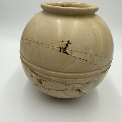 Sedlak Interior Marble Vase Urn USA Crackled Design Stone Heavy Home Decor