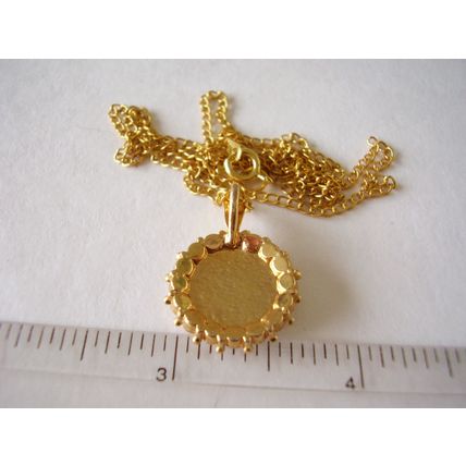 Vintage Necklace Damascene Flower Small Pendant White Crystal Surround Toledo