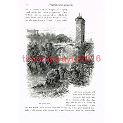 Bridge of Orthez, Pyrénées-Atlantiques, France, Book Illustration (Print), c1875
