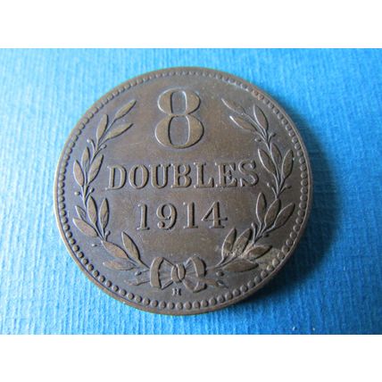 1914 H GUERNESEY EIGHT DOUBLES HEATON MINT BIRMINGHAM FREE POST. (zzz)