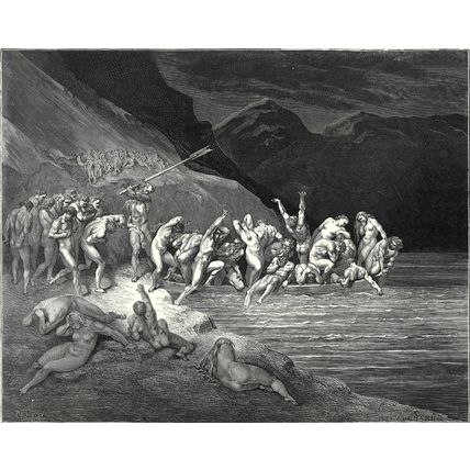 EMBARKATION OF THE SOULS 1903 Gustave Doré - Dante Alighieri ANTIQUE ENGRAVING