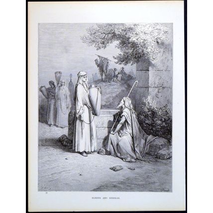 ELIEZER AND REBEKAH 1885 Gustave Doré - Antoine-Alphée Piaud ANTIQUE ENGRAVING