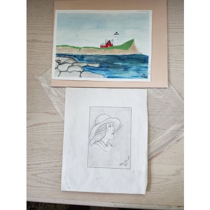 2 Original Artworks 1 Watercolor? 1 Pencil? by Robbi Bennett Signed 1986