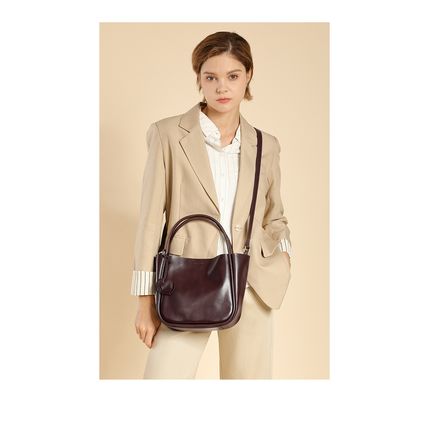 Women Tote Bag Retro Genuine Leather Crossbody Bag Brown