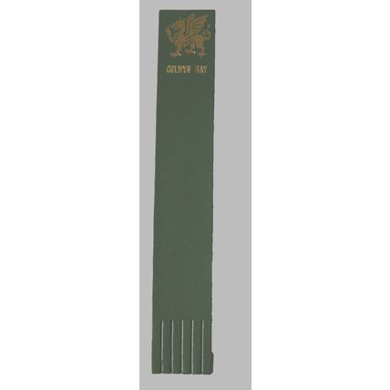Vintage: green leather bookmark - Colwyn Bay