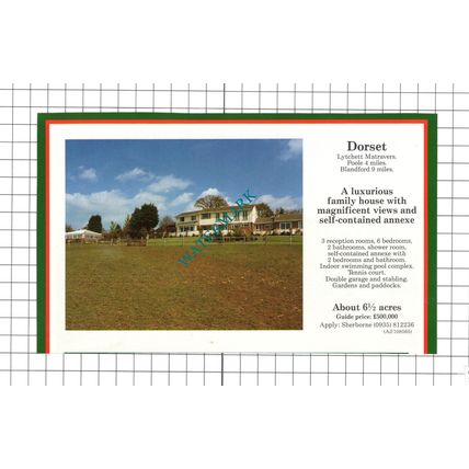 Lytchett Matravers Dorset House Sale Advert - 1991 Clipping
