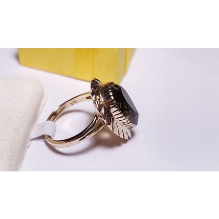 Estate 7.5ct Natural Pear Cut Smokey Topaz Victorian Style 14Kt Y/Gold Ring21003