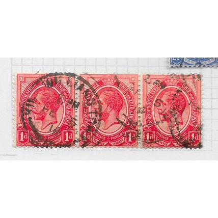 AFRICA SOUTH 1913 ONE PENNY 1d SG4 STRIP x3 STAMPS USED