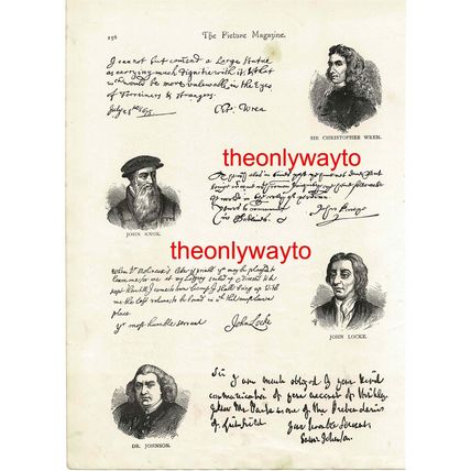 Wren, John Knox, John Locke, Dr Johnson, Autographs, Book Illustration, 1893