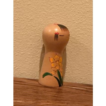 Vintage Hand Painted Unique Wooden Authentic Collectible Doll from Japan