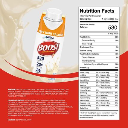 Boost Very High Calorie Vanilla Nutritional Drink – 22G Protein, 530 Nutrient Ri