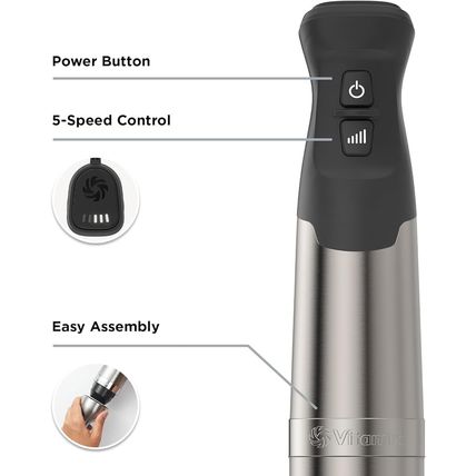 Vitamix 5-Speed Immersion Blender, 625-Watt Motor, One-Handed Operation, 5 Ft Co