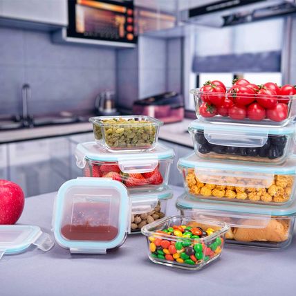 18 Piece Glass Food Storage Containers with Lids, Glass Meal Prep Containers, Fo