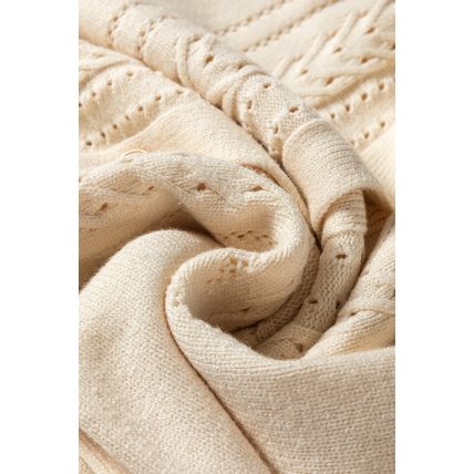 Apricot Pleated Sleeve Hollow Detail Button Sweater Cardigan