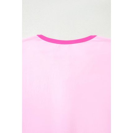 Pink Solid Color Half Sleeve Buttons Henley Top