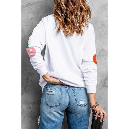 White Cute Halloween Jack-o-lantern Holiday Sweatshirt