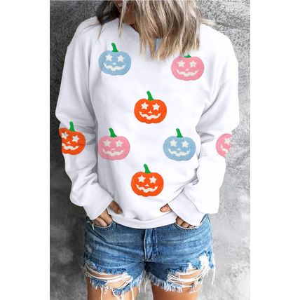 White Cute Halloween Jack-o-lantern Holiday Sweatshirt
