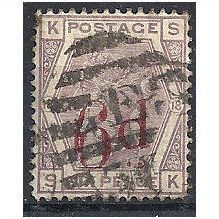1883 SG162 6d on 6d Lilac Good Used Check Letters "SK".