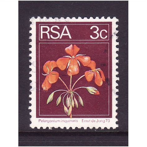 SOUTH AFRICA 1975 3c GERANIUM SG 350 FINE USED #3