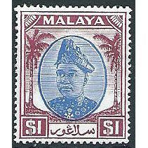 Selangor 1949 SG108 $1 Blue & Purple Mounted Mint .. ..