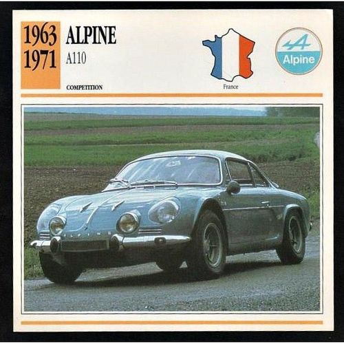 1963-1971 ALPINE A110 Classic Car Photograph and Information Maxi Card