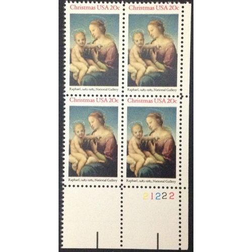 US Stamp #2063 mint: 1983 20c Christmas, Madonna & Child - MNH plate block