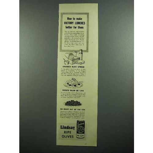 1942 Lindsay Olives Ad - Make Victory Lunches Better