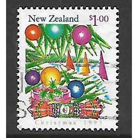 NEW ZEALAND 1993 CHRISTMAS $1 SAILBOARDS & BAUBLES SG 1750 FINE USED#