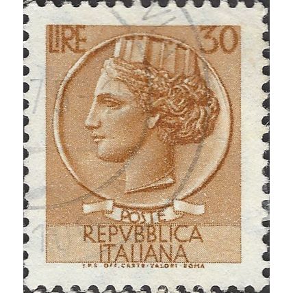 ITALY, Coin of Syracuse, orange-brown 1968, 30Lire
