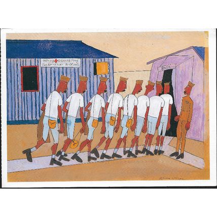 Johnson, William H. - Soldiers' Morning Bath c.1942 - art postcard (Smithsonian)