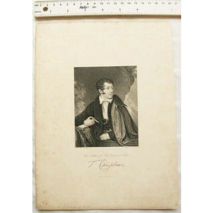 1844 engraving - T. Campbell, author Pleasures of Hope