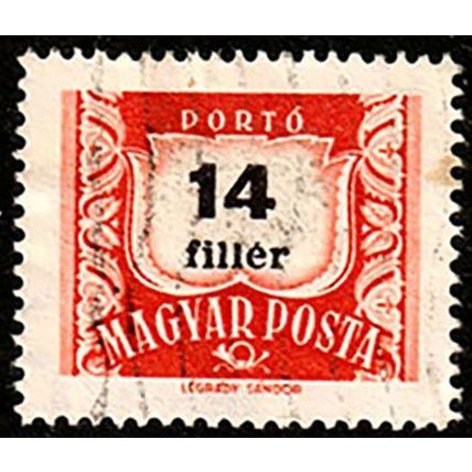 Hungary 1958 Postage Due 14f Used Stamp.