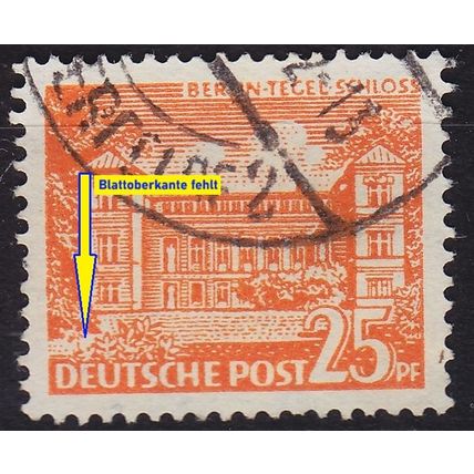 GERMANY BERLIN [1949] MiNr 0050 VII ( O/used ) [01] Architektur Plattenfehler