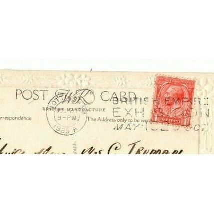 POSTCARD Birthday Greetings Sister Poem & Flowers 1925 NOTTINGHAM Exhibition Pmk