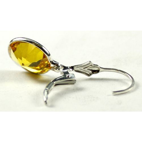 Golden Yellow CZ, 925 Sterling Silver Leverback Earrings, SE101