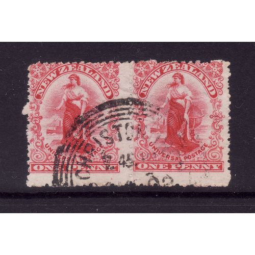 NEW ZEALAND 1901 SG 278 CARMINE HORIZONTAL PAIR FINE USED#7