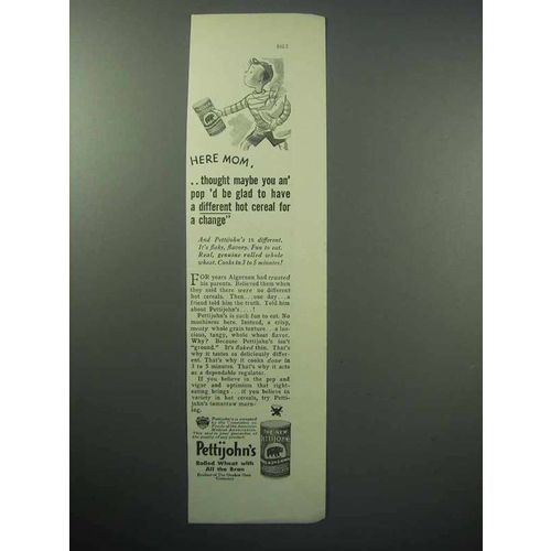 1933 Quaker's Pettijohn's Cereal Ad - Here Mom!