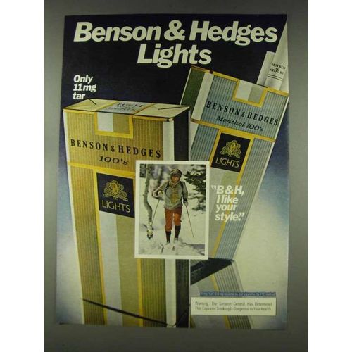 1978 Benson & Hedges Lights Cigarettes Ad - Skiiing