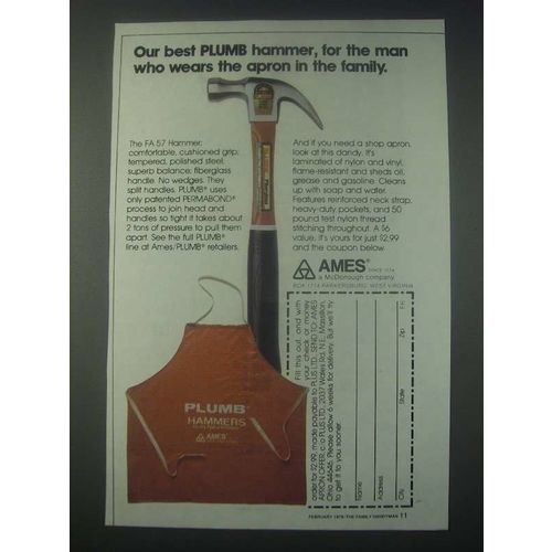 1978 Ames Plumb FA 57 Hammer Ad - Our Best