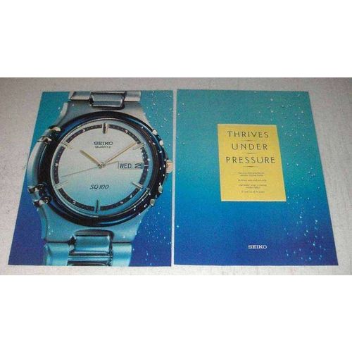 1987 Seiko SQ100 Watch Ad - Thrives Under Pressure