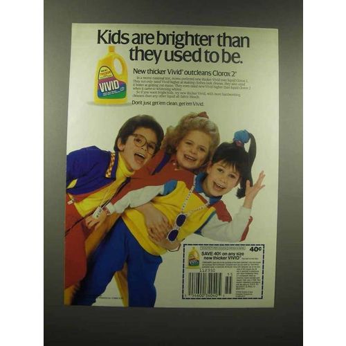 1988 Vivid Color Safe Bleach Ad - Kids Are Brighter