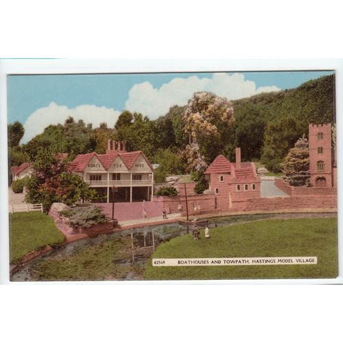 Boathouses & Towpath Hastings Model Village East Sussex Postcard 62569