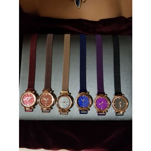 Rose Gold & Black Magnetic Starry Sky Wrist Watch