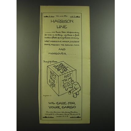 1964 Harrison Line Advertisement - cartoon by Fougasse (Kenneth Bird)