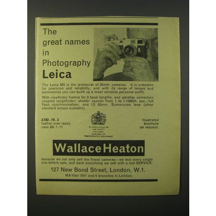 1964 Wallace Heaton Leica M3 Camera Ad - The great names in Photography