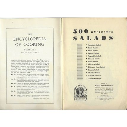 Vintage Culinary Arts Institute 500 Recipes Booklets 1954-1955