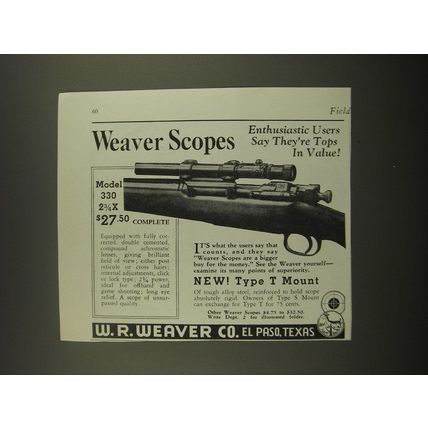 1938 Weaver Model 330 Scope Advertisement