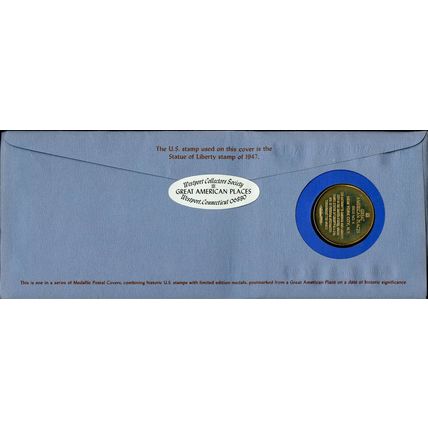 GREAT AMERICAN PLACES STERLING SILVER MEDAL & POSTAL COVER # 4 NEW YORK